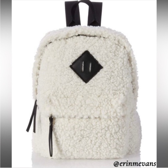 Madden Girl Handbags - Madden Girl White Sherpa Backpack Midsize NWOT Sale
